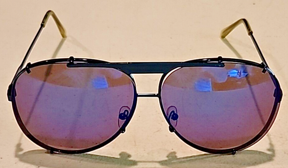 Aviator Sunglasses Purple Lenses Crossbar Rugged Look One Size-image