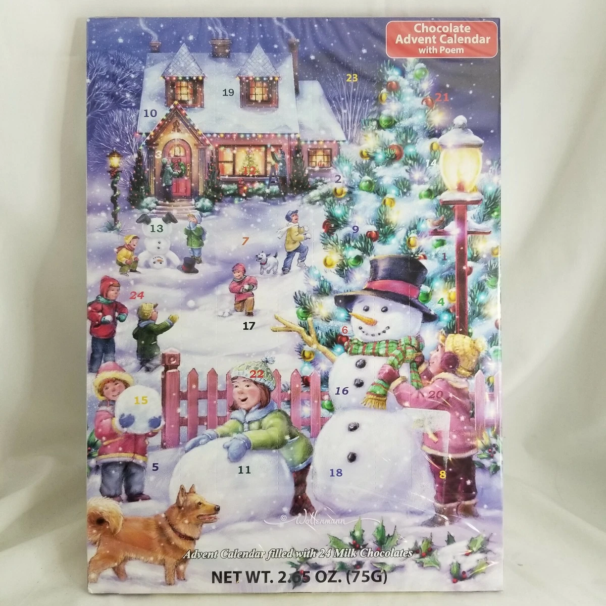 Snow Man Chocolate Advent Calendar & Poem Countdown to Christmas 24  Chocolates | eBay