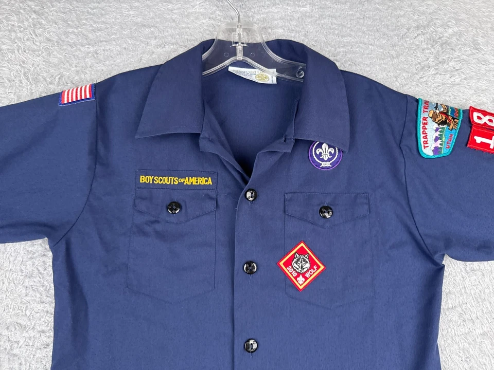 Boy Scouts of America Shirt Youth Medium Blue Short Sleeve Button Utah Trapper - Image 4 of 4