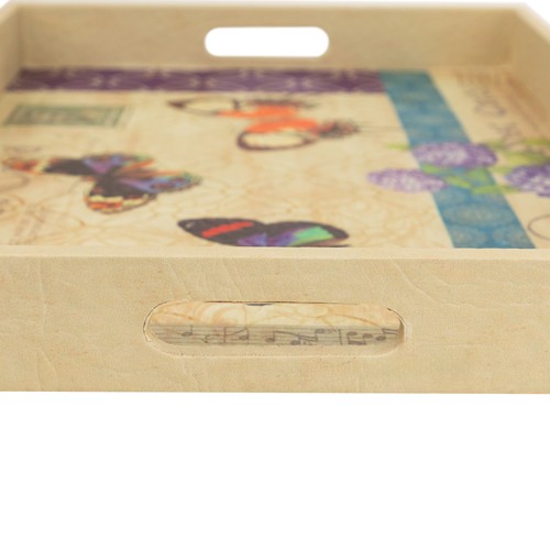 Northlight Set of 3 Vintage-Style Butterfly Wooden Rectangular Serving Trays - Picture 9 of 12