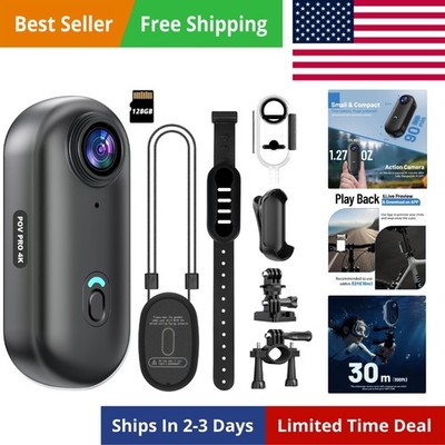 4K Mini WiFi Action Camera 128GB Thumb POV Portable Body Cam Wearable Video R...
