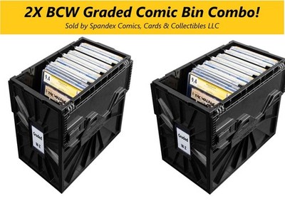 2X BCW Graded Certified Comic Book Storage Plastic Bin Stackable Box Heavy Duty