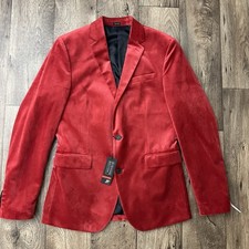 160 J Ferrar Velvet Sports Coat Evening Blazer Mens Size 40 Long Red