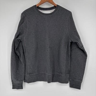 Mott & Bow Cotton Mens French Terry Crewneck Sweatshirt Dark Gray Size Medium