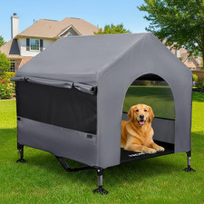 42" Dog House Outdoor Indoor with Breathable Mesh Windows, 2-In-1 outside Dog Ho