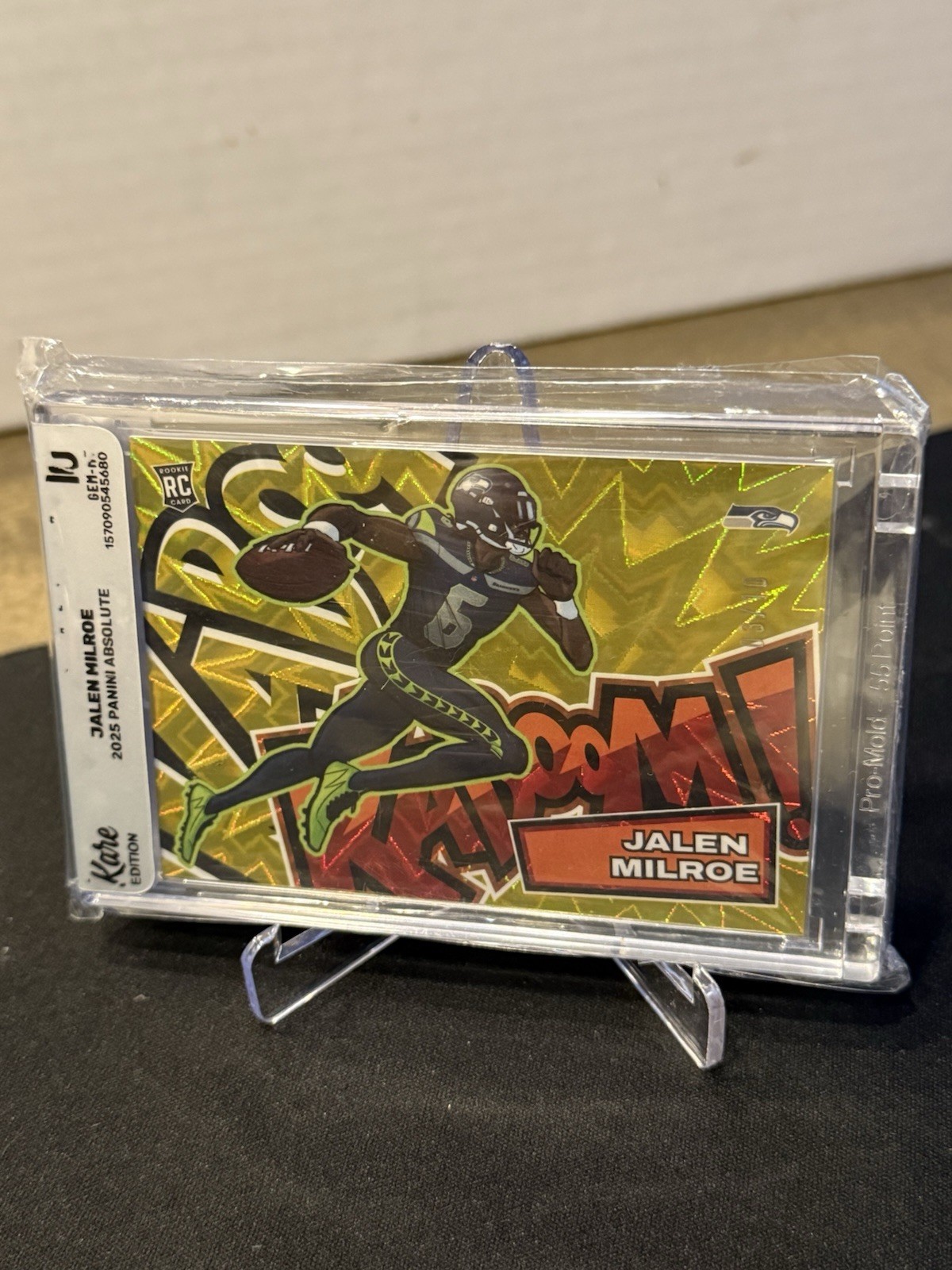 2025 Panini Absolute Football Jalen Milroe Gold Kaboom /10 RC Seattle Seahawks