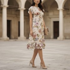 Zimmermann Dress Size 0 XS 8 / US 4 Ruffled Floral Silk Midi Crepe de chine