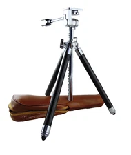 Vintage Brass Brockway Tripod Pan / Tilt Head w/ Case FREE USA SHIPPING