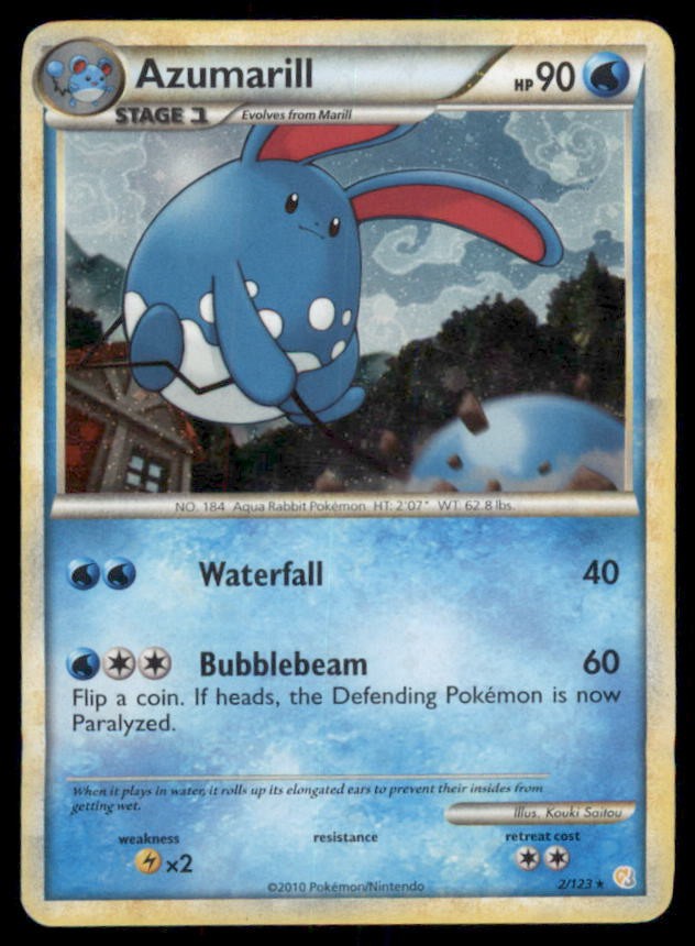 Azumarill 2/123 Rare HeartGold & SoulSilver Pokemon US SELLER LP