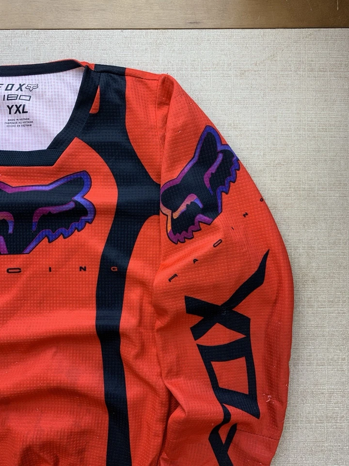 Camiseta deportiva de motocross vintage Y2K FOX Racing 180 malla roja talla juvenil XL Foto 3 de 4