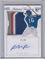 2015 Ryan Rua National Treasures ROOKIE AUTO 4 COLOR PATCH /49 - #6 Rangers