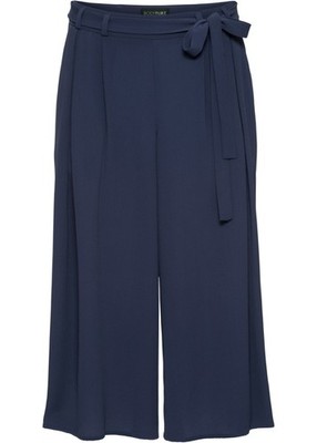 Hose blau 34 Damen Hosenrock mit Bindegürtel dunkelblau 9.8457