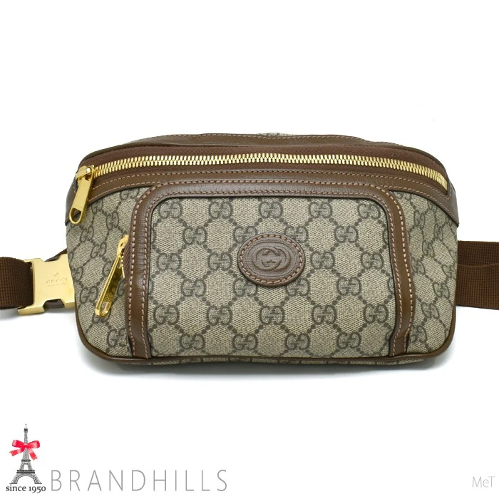 Gucci sac ceinture homme s femme s GG suprême beige ébène marron body bag 733240 GUCC