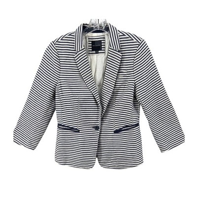 The Limited Blazer Jacket Womens Sz M  Blue White Striped Lined Career Casual