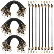 60 Pcs Small Bungee Cords with Hooks, 10 Inch Black Mini Elastic Straps, Vers...