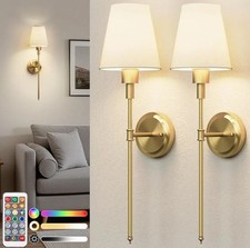 Battery Operated Wall Sconce Set of 2, Wireless Wall Light Easy gold NEW