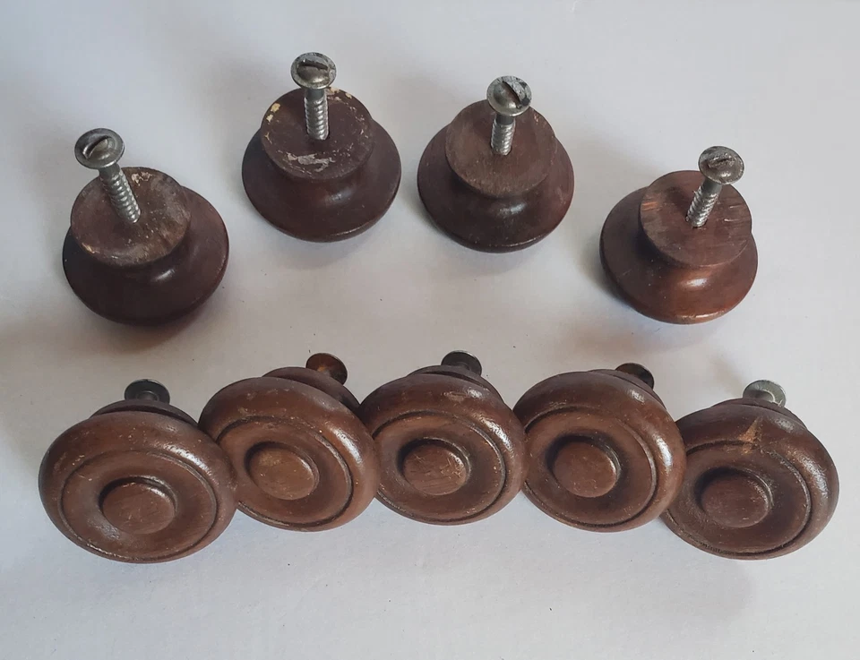 9 tiradores de cajón de caoba de colección 1,75 pulgadas perillas de gabinete redondas giradas con tornillos Foto 2 de 4