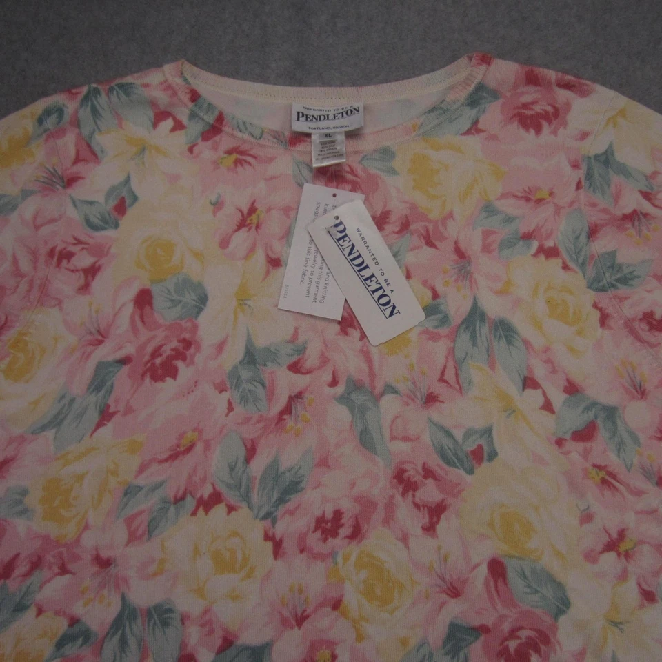 Pendleton Sweater Womens XL Floral Silk Blend Pullover La Dolce Vita 3/4 Sleeve - Image 2 of 4