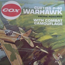 Vtg Cox Curtiss P-40 Warhawk Engine Powered Combat Camouflage Aircraft With Box