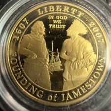 2007 Jamestown 400th Anniversary $5 Gold Coin / OG Packaging,COA 8.359g Nom Gold 5209.34 per troy oz
