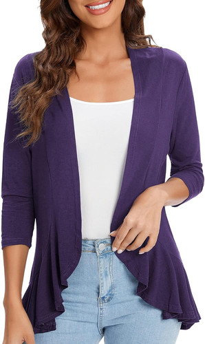 Urban CoCo Women's 3/4 Sleeve Casual Cardigans for Women XX-Large, Purple