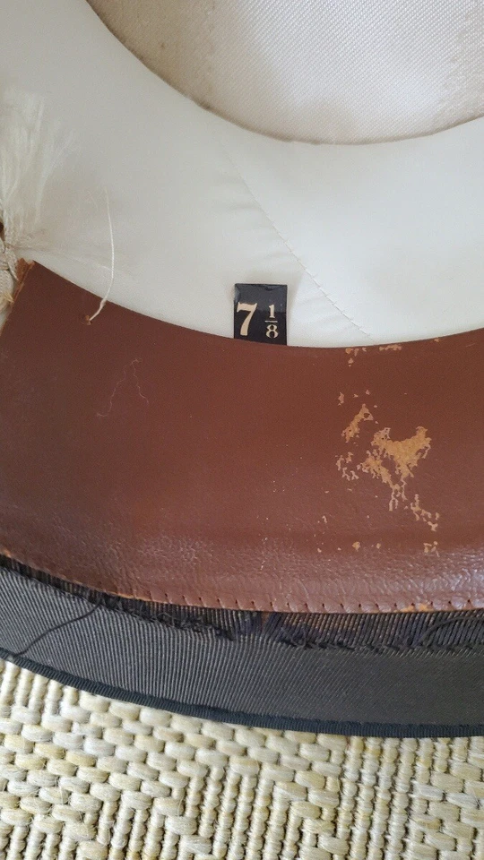 Sombrero de copa vintage de piel negro talla 7-1/8 Foto 2 de 4