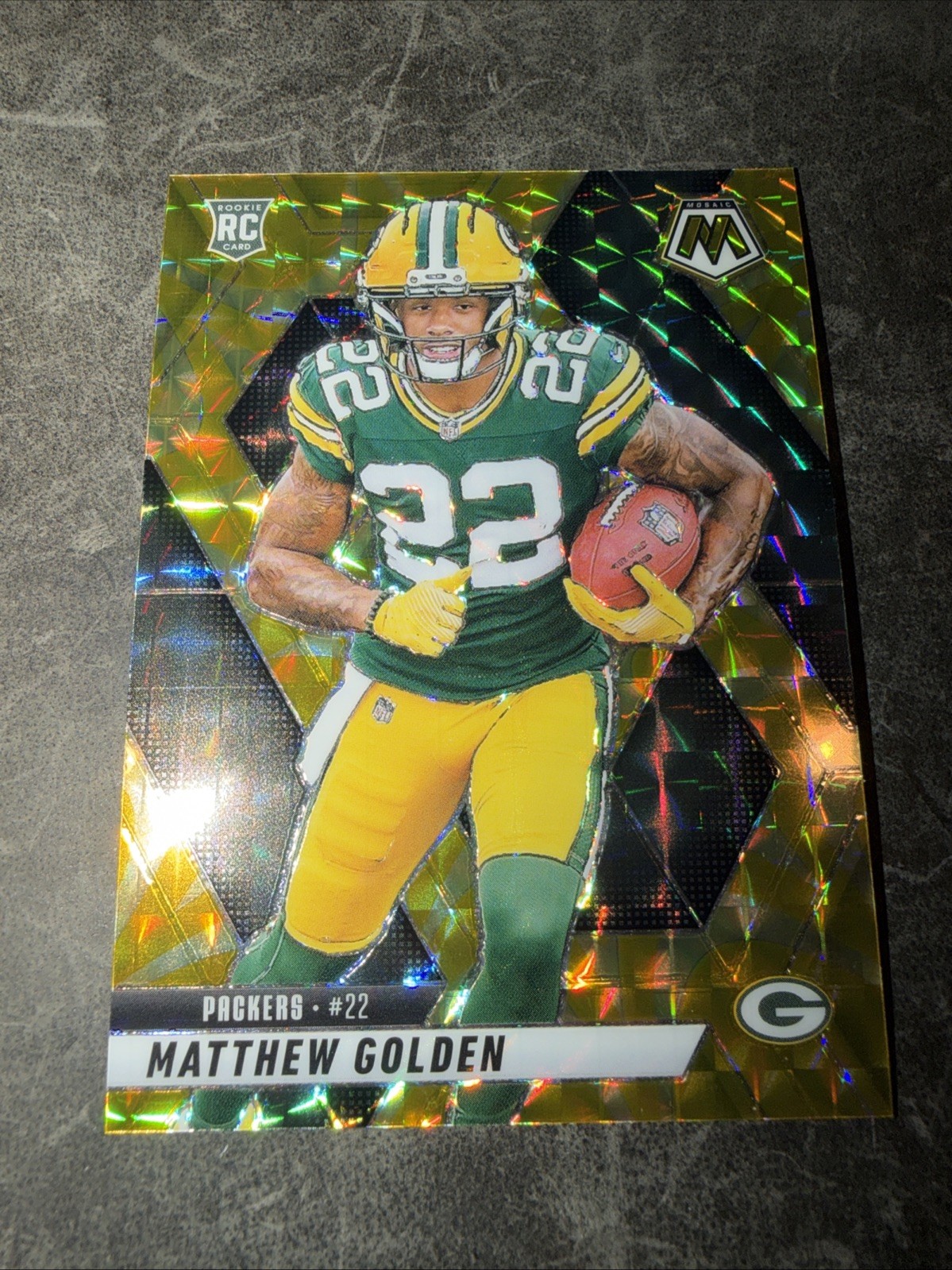 2025 Mosaic NFL Yellow Reactive Prizm Matthew Golden RC #323 COLOR MATCH!!!
