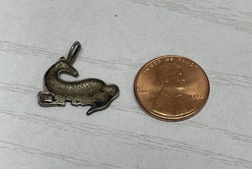 Vintage Sterling Silver Unicorn Charm Pendant - Picture 2 of 2