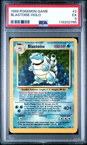1999 Pokemon Base Set Blastoise Holo #2 Unlimited PSA 5 WOTC Vintage