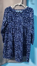 Vintage cc bates Girls Velour Velvet Dress Size 5 Navy Blue Floral Ribbon Rose