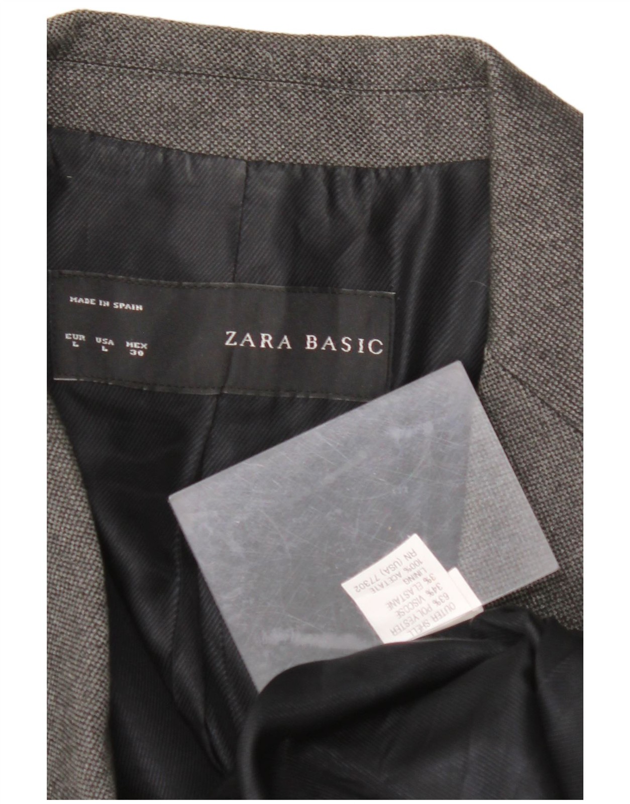 ZARA Womens 1 Button Blazer Jacket UK 14 Large Grey Polyester BH04 thumbnail 3