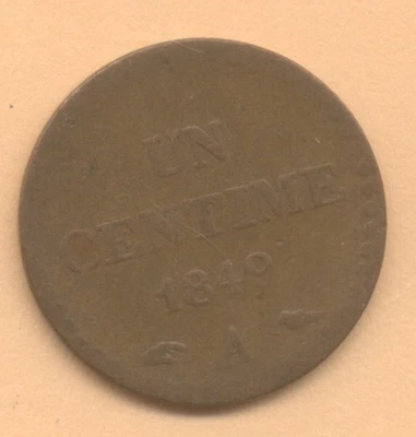1 CENTIME 1849 AVEC ACCENT SUR LE - E- DE LA REPUBLIQUE TB - Photo 1/2
