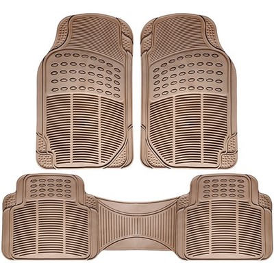 OxGord Universal Fit 3-Piece Full Set Ridged Heavy Duty Rubber Floor Mat, Used