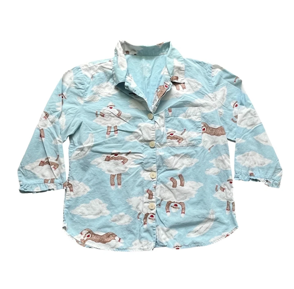 Nick & Nora 睡衣套装袜子猴子云 9 中号 Capri 夏季轻便 — 第 2/4 张图片