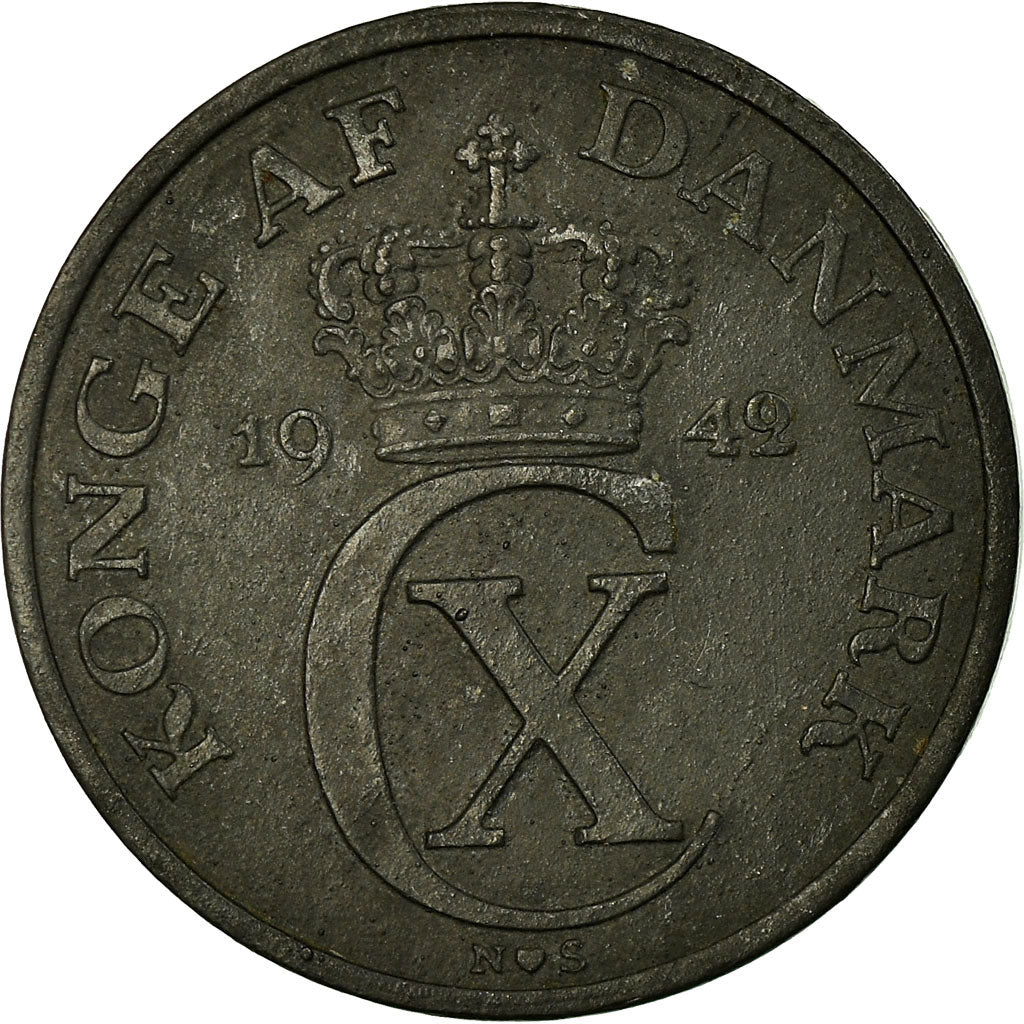 Danish Coin 2 Øre - Christian X German Occupation - Denmark - 1942