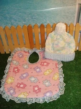 HOMEMADE BIB AND KNIT HAT