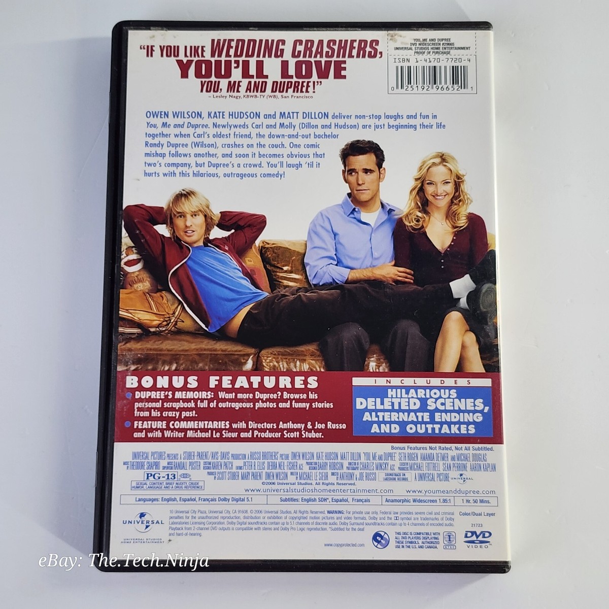 You, Me and Dupree (DVD, 2006) Owen Wilson, Kate Hudson, Matt