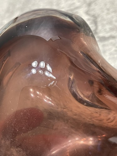 Vaso pizzico ametista a forma di cuore in vetro artistico soffiato a mano vintage - Foto 8 di 11