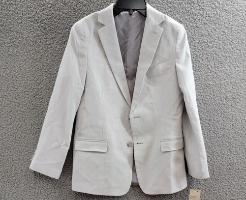 Nautica Big Boys Pindot Suit Jacket Boys 16 Light Gray Button Front Long Sleeve - Picture 2 of 20