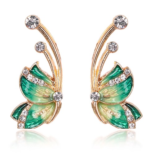 Gold Alloy Colourful Enamel Butterfly Wings Crystal CZ Gradient Stud Earrings - Bild 21 von 29