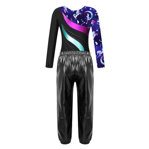 Kids Girl's Jumpsuits And Trousers Gymnastics Dance Leotard With Pants Printed - Picture 32 of 131
