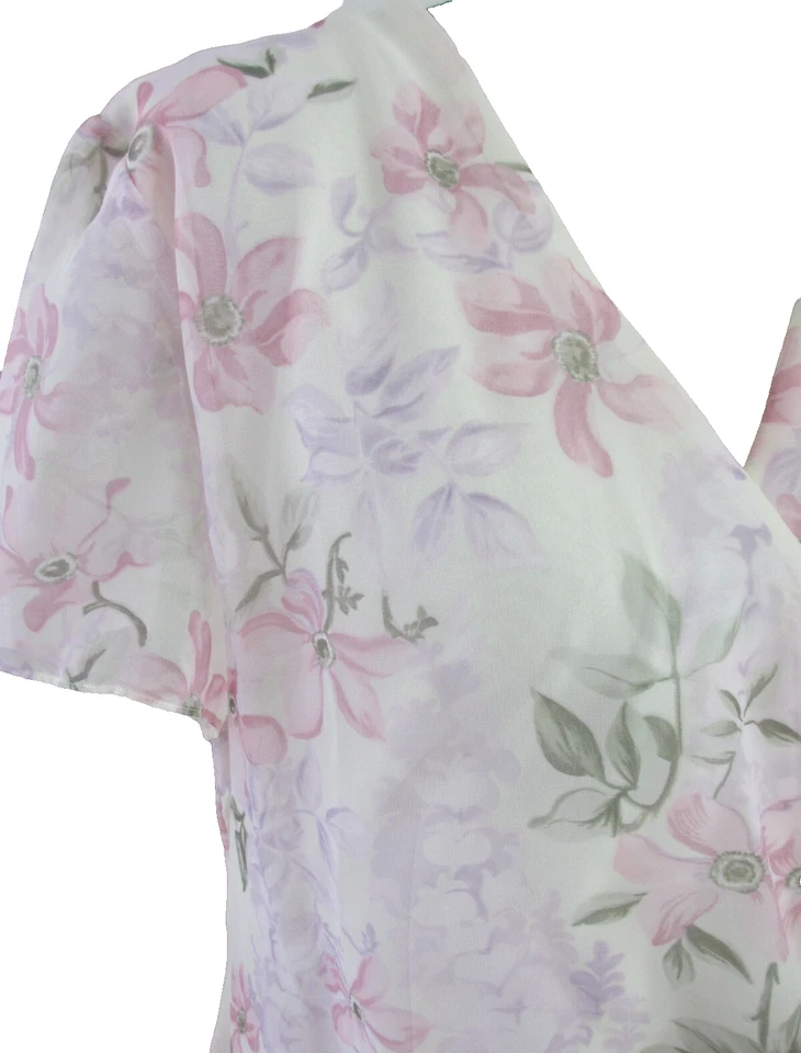 Vestido de té JBS para mujer 16 romántico hadas de gasa floral acanalado elegante femenino Foto 3 de 4