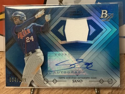 Miguel Sano 2014 Bowman Platinum Autograph Game Used Jersey Rookie Blue /199