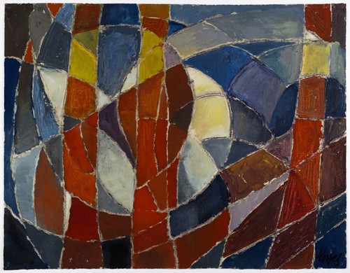 Alfred Vogel (Leipzig 1914-Osnabrück ?), " Abstraktion II " große Gouache 1980