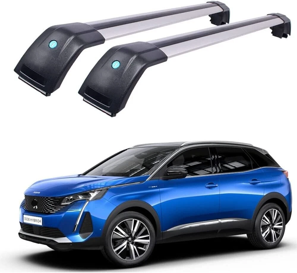 2Pcs Lockable Roof Rail Rack Cross Bar Crossbar Fits for Peugeot