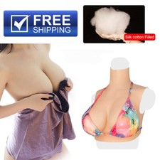 Silicone Breastplate Crossdresser Breast Form Transgender Cosplay Cotton Filler