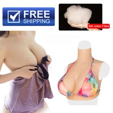 Silicone Breastplate Crossdresser Breast Form Transgender Cosplay Cotton Filler