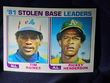 TIM RAINES / RICKEY HENDERSON 1982 TOPPS # 164 81' STOLEN BASE LEADERS N.L/A.L