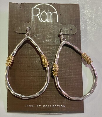Rain Jewelry Dangle Earrings Tree of Life Circles Blue Gold Tone NWT
