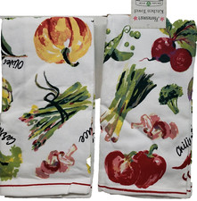 Set of 2 Same Jumbo Kitchen Terry Towels 16" x 26" VARIOUS VEGETABLES, HW
